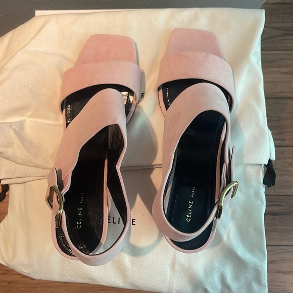 Celine platform sandal suede mid heel sandal light pink brand new size 39 1/2 - Picture 7 of 8